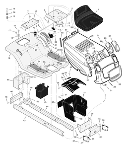 Chassis And Hood Diagram and Parts List for 425001X31A 2004 Briggs and Stratton Lawn Tractor